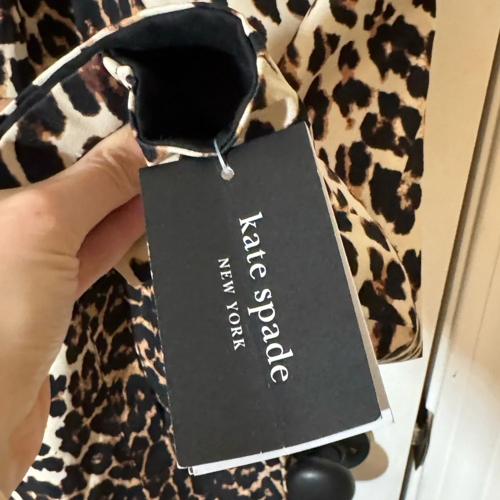 Kate Spade water resistant leopard print a-line raincoat